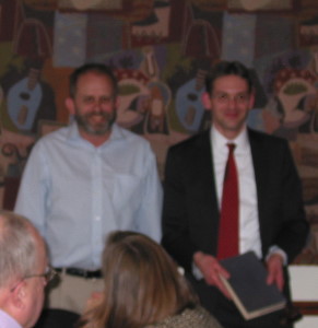 The traditional passing of the book and the gavel from outgoing to incoming chair. This year, Jeff Cornelius passes long to Eric Bruton. And ... it’s ... complete! (Please forgive the motion blur.)