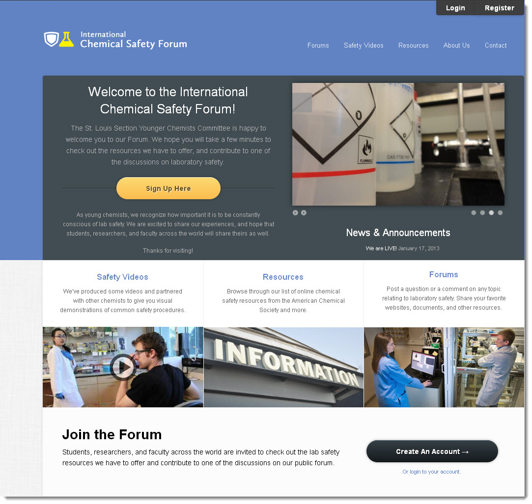 Visit the International Chemical Safety Forum site at www.ycclabsafetystl.org