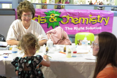 Sheryl Loux instructs how to do the Enzymes Aid in Digestion and Cleaning experiments at Kids and Chemistry at the Saint Louis Science Center for Chemists Celebrate Earth Day on 4/18/15.