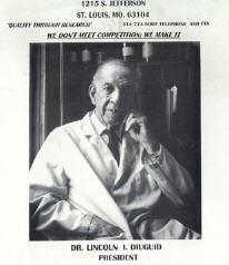 Dr. Lincoln Diuguid, shown in an advertising brochure for DuGood Chemicals